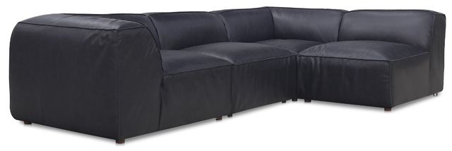 Moe's Home Collection Form Signature 4-Piece Vantage Black L-Shaped Modular Leather Sectional-0