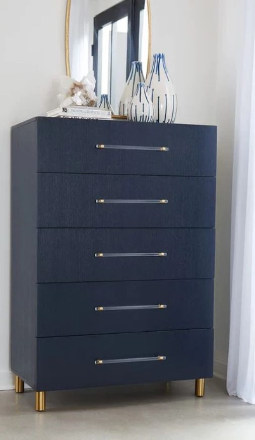 Modus Furniture Argento Burnished Brass/Navy Blue Chest-1