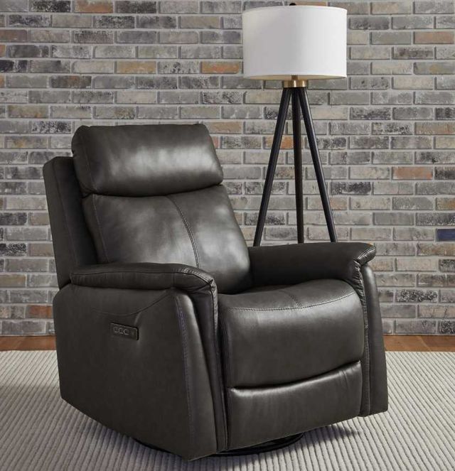 Liberty Furniture Rowland Aline Coal Leather Power Swivel Glider Recliner-2