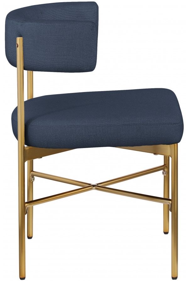 Meridian Furniture Rivage Navy/Brushed Gold Upholstered Dining Side Chair-2