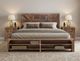 International Furniture Direct Praga Brown-Red Queen Storage Platform Bed Footboard with Rails-2
