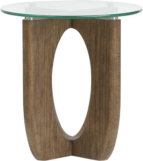 Magnussen Home® Lainey Glass Top End Table with Almond Base-2