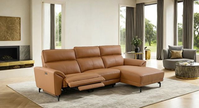 Furniture of America® Theola Brown Clay Power Reclining Sectional with Right Chaise-2