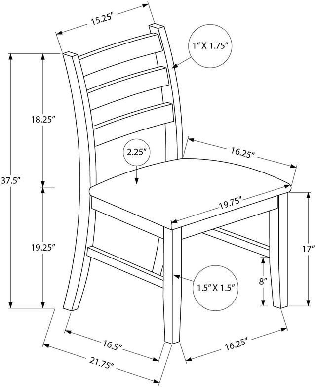 Monarch Specialties Inc. 2-Piece Brown/Walnut High Slat-Back Side Chair Set-2