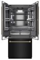 ZLINE Autograph Edition 36"  19.6 Cu. Ft. Black Stainless Steel French Door Built-In Bottom Freezer Refrigerator with Water Dispenser and Ice Maker in Graphite Gray Interior and Champagne Bronze Helix Handles-3