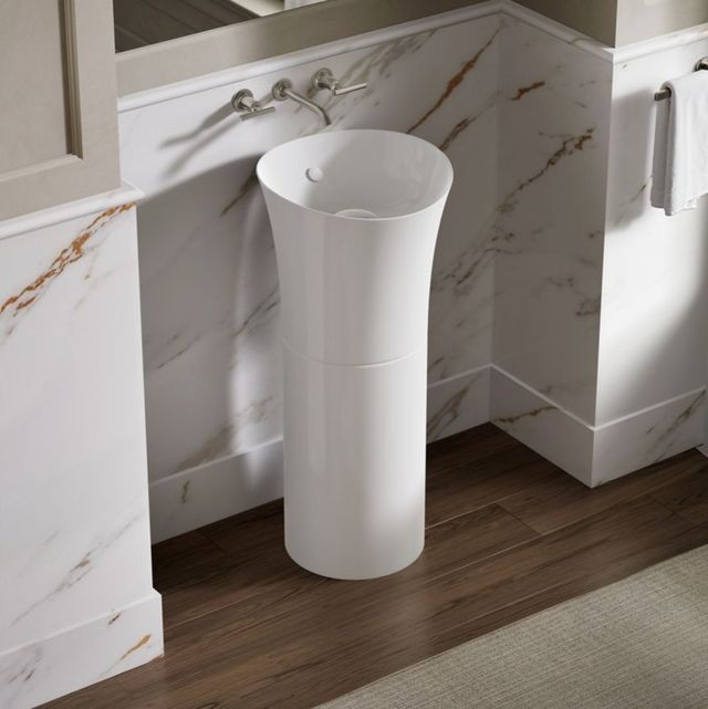 Kohler Veil™ White 16" Round Vessel Bathroom Sink or Pedestal Sink Basin-1