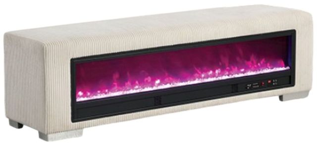 Furniture of America® Elnath Beige Bench with Visual Wood Log Fireplace-0