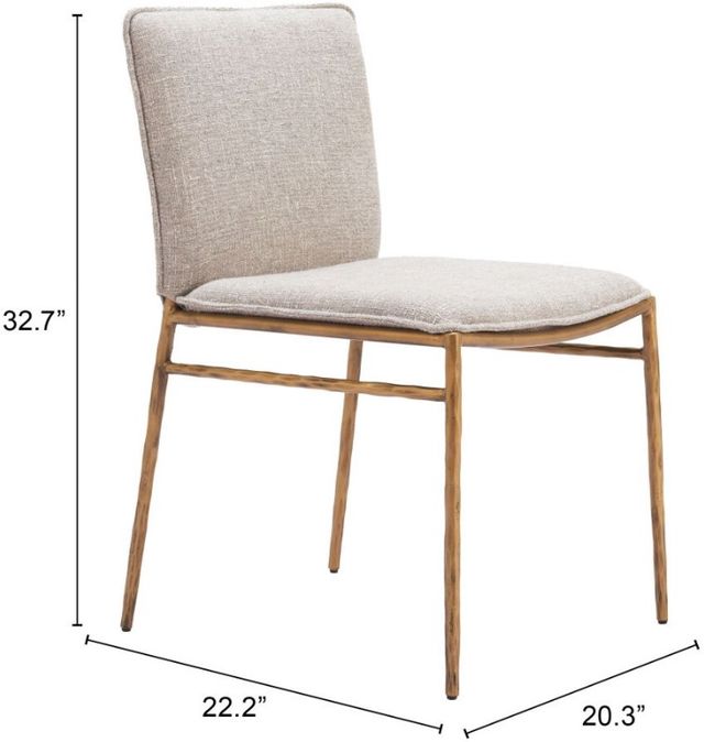 Zuo® Modern Nordvest Beige/Gold Dining Side Chair-1