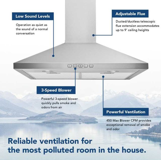 Broan® BWP1 Series 36" Stainless Steel Wall Mounted Range Hood-1