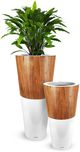 Le Present Lux Natura White And Wood 28" Planter-2