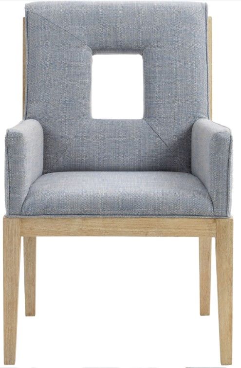 Meridian Furniture Gwendolyn Light Blue/Natural Linen Textured Upholstered Dining Chair-1