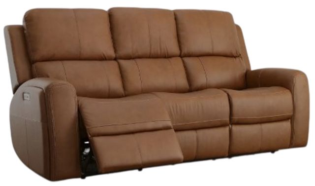 Flexsteel® Linden Caramel Power Reclining Sofa with Power Headrests and Lumbar-3