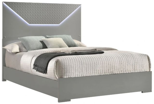 Coaster® Ives 5-Piece Gray High Gloss King Panel Bedroom Set-2