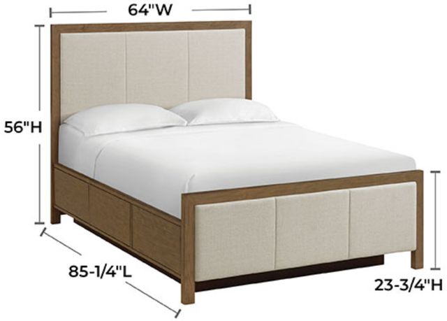 Whittier Wood® Furniture Bailey Nutmeg Queen Upholstered Storage Panel Bed-2