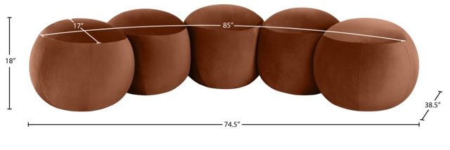 Meridian Furniture Apollo Cognac 75" Upholstered Bench-4