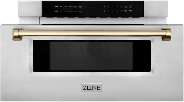 ZLINE Autograph Edition 1.2 Cu. Ft. Stainless Steel with Gold Accents Microwave Drawer-1