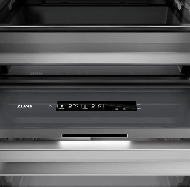 ZLINE Autograph Edition 30" 16.7 Cu. Ft. Column Refrigerator in Satin Stainless Steel with Graphite Gray Interior and Matte Black Accents-3
