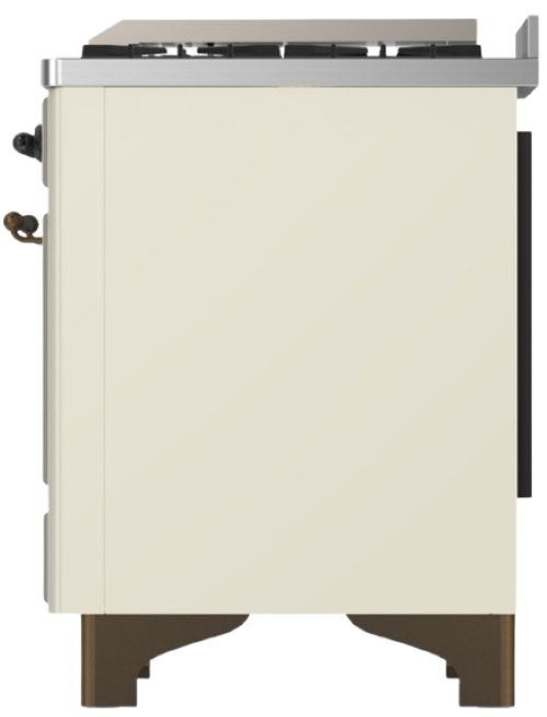 Ilve® Majestic III 36" Antique White Pro Style Dual Fuel Liquid Propane Range with 6 Black Brass Burners and Burnished Trim-3