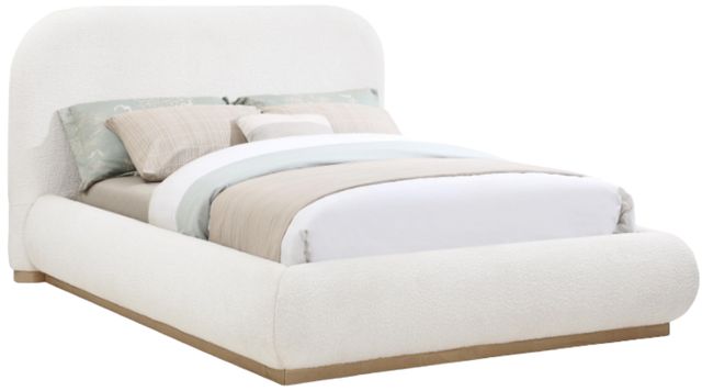 Meridian Furniture Vaughn Cream/Natural Full Boucle Fabric Upholstered Panel Bed-0