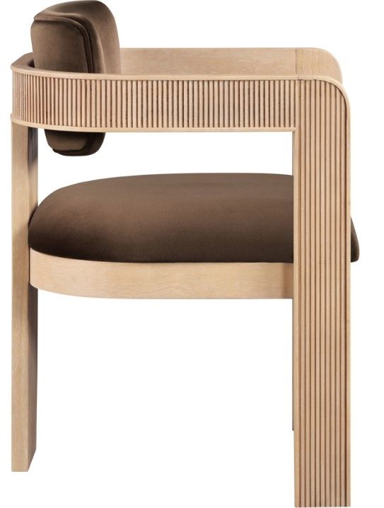 Meridian Furniture Sacha Brown/Natural Velvet Upholstered Dining Chair-2
