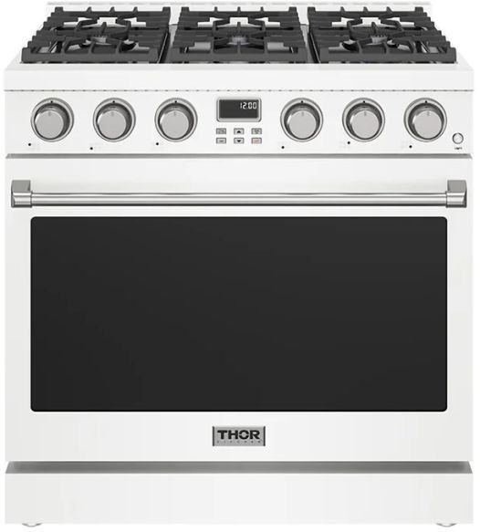 Thor Kitchen® A Series 36" White Contemporary Freestanding Pro Style Gas Range-0