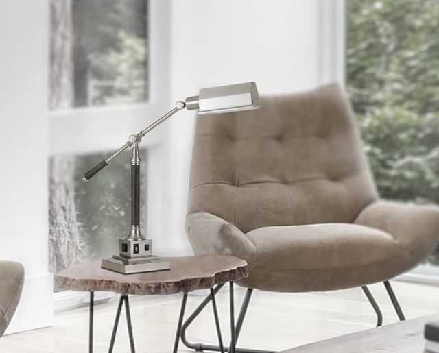 Cal® Lighting & Accessories Angelton Brushed Steel Desk Lamp-2