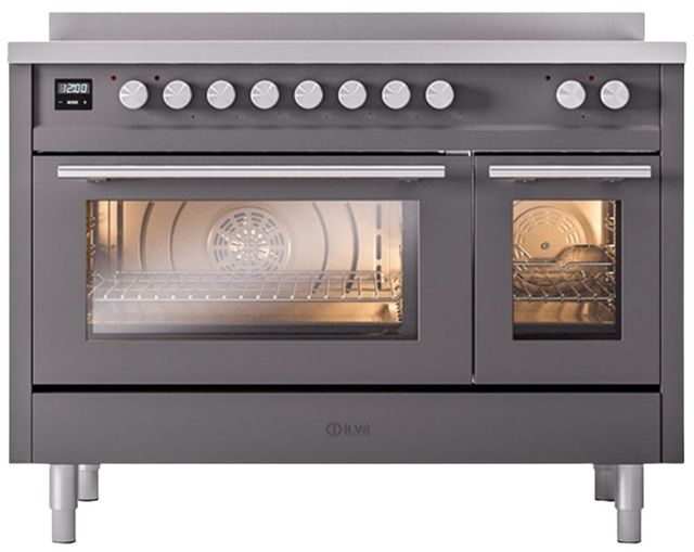 Ilve® Professional Plus II 48" Graphite Matte Pro Style Induction Range-0