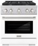 ZLINE 30" Satin Stainless Steel Pro Style Gas Range with White Matte Door-0
