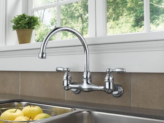 Peerless Claymore® Chrome 2-Handle Wall Mounted Kitchen Faucet-2