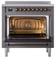 Ilve® Nostalgie II Noblesse 36'' Graphite Matte Pro Style Induction Range with Burnished Trim-1