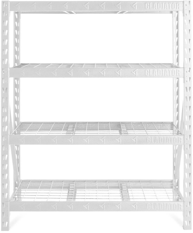 Gladiator® 60" White Wide Heavy Duty Rack with Four 18" Deep Shelves-0