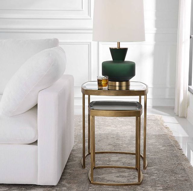 Uttermost® Vista 2-Piece Antique Gold Nesting Tables Set-1