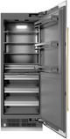 ZLINE Autograph Edition 30" 16.7 Cu. Ft. Column Refrigerator in Satin Stainless Steel with Graphite Gray Interior and Champagne Bronze Accents-1