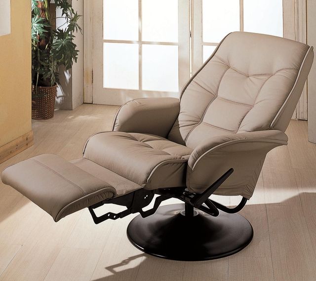 Coaster® Beige Swivel Recliner With Flared Arms-2