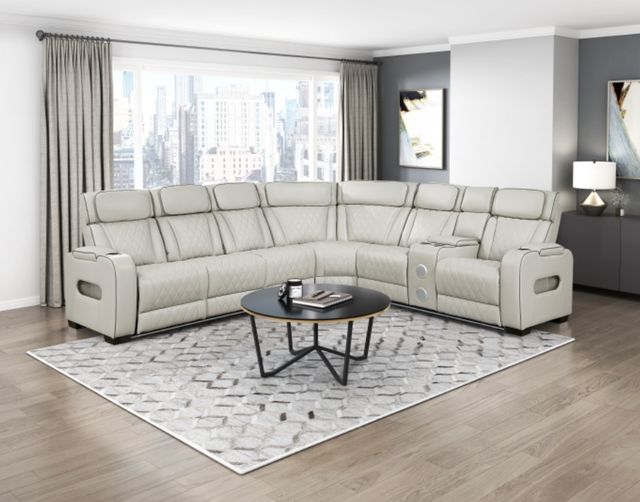 Homelegance® Fairway 3-Piece Taupe Power Reclining Sectional with Right Side Console-1