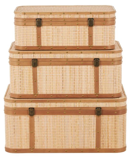 Deco Marche 3-Piece Light Brown Decorative Trunk Set-2