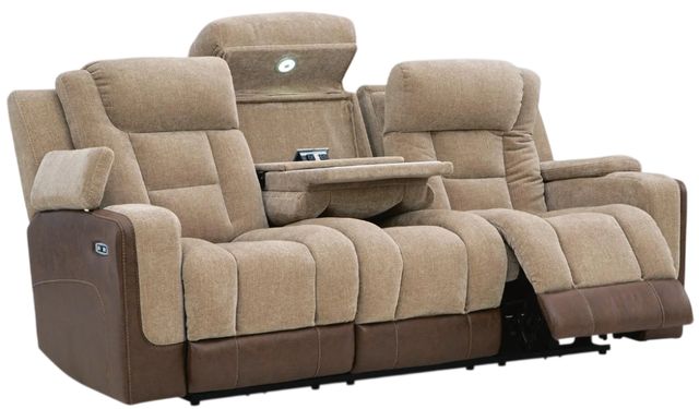Signature Design by Ashley® Ultimax Brownstone Power Reclining Sofa with Adjustable Headrest-1