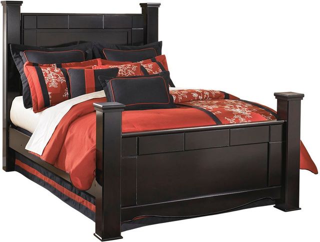 Signature Design by Ashley® Shay 2-Piece Almost Black Queen Poster Bed Set-1