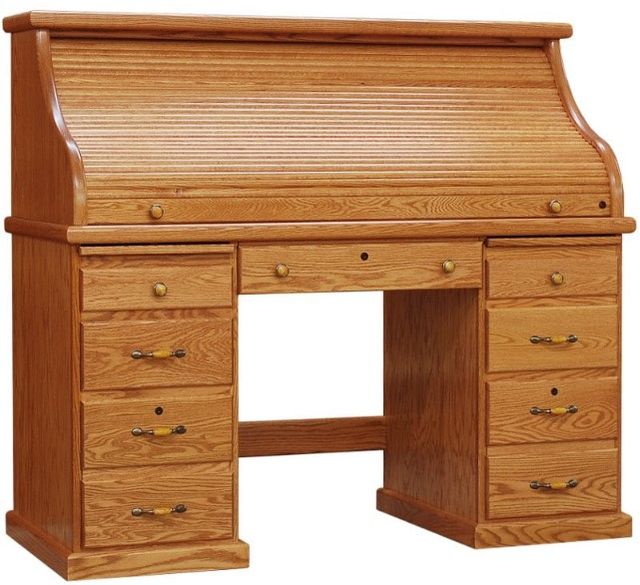 Wolfcraft Furniture Classic Brown 54'' Office Desk with Split Cubby Roll Top-1