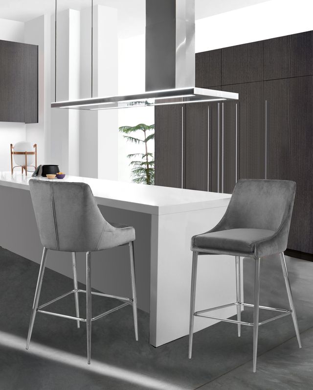 Meridian Furniture Karina Gray Velvet Counter Stool-3