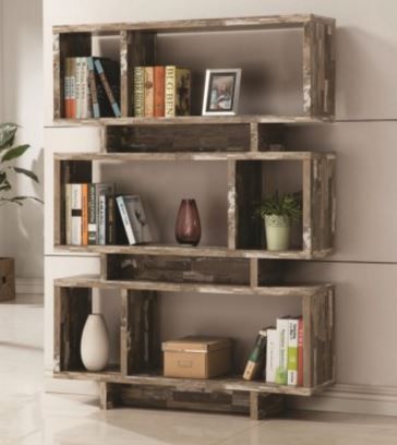 Coaster® Reid Salvaged Cabin 3-Tier Geometric Bookcase-1