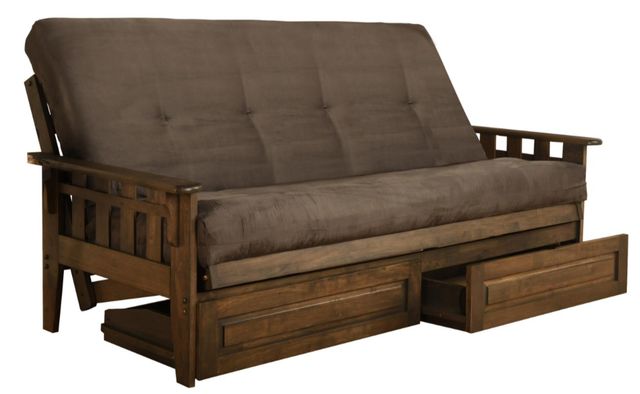 Kodiak Furniture Tucson Suede Gray/Rustic Walnut Full Storage Futon with Mattress-0