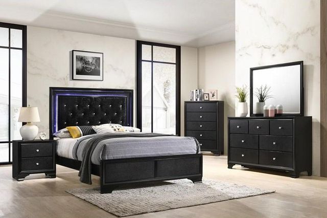 Crown Mark Micah Black Twin Upholstered Panel Bed-2
