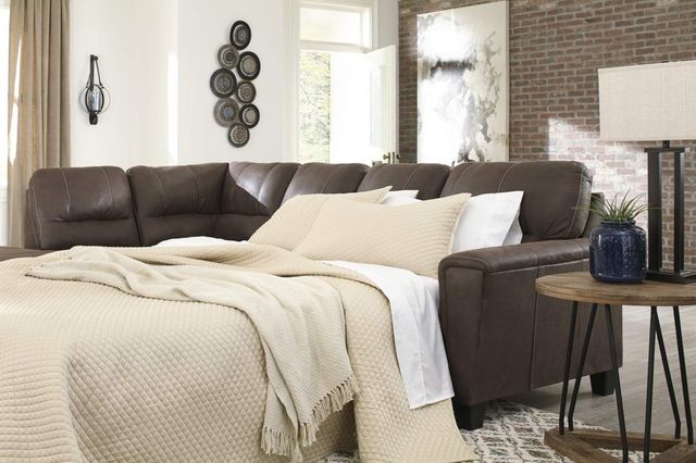 Signature Design by Ashley® Navi 2-Piece Chestnut Left-Arm Facing Sofa Sleeper Sectional and Chaise-2