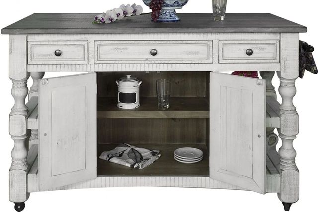 International Furniture Direct Stone Gray/Weathered White Kitchen Island-3