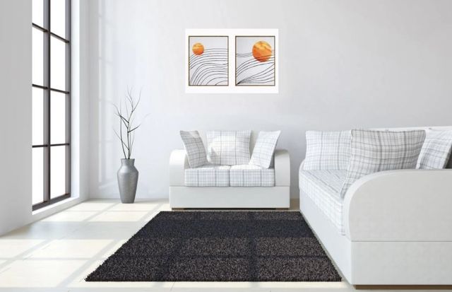 Classy Art 2-Piece Black/Orange 28" Hand Painted Textured Wall Art Set-2