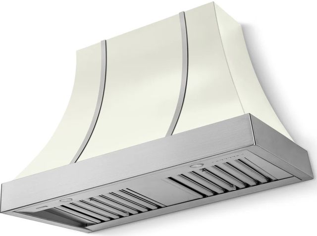 La Cornue CornuFé Cascade 44" Pure White Wall Mounted Range Hood with Satin Chrome Trim-0