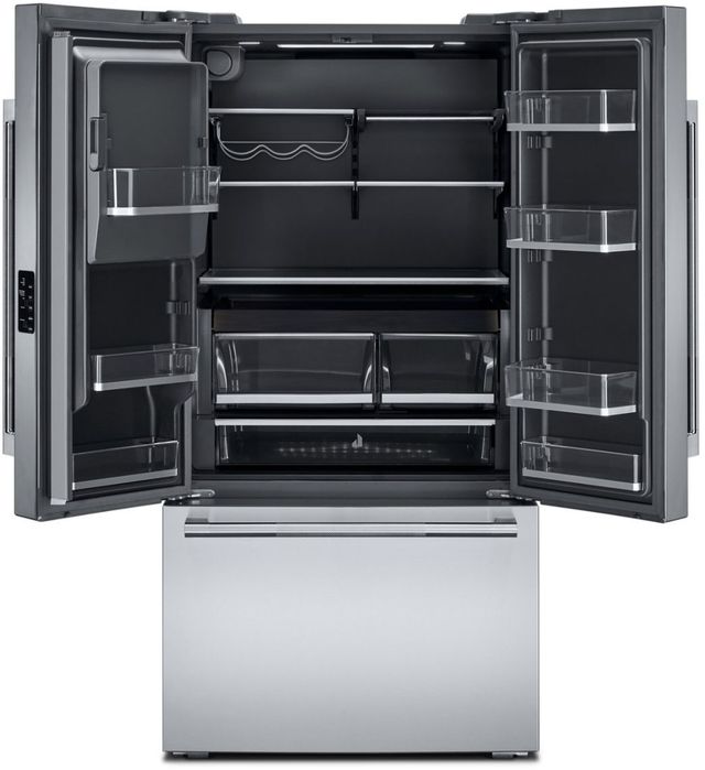 Jennair® RISE™ 36" 23.84 Cu. Ft. Stainless Steel Counter Depth French Door Refrigerator with External Dispenser-1