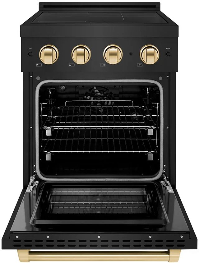 ZLINE Autograph Edition Paramount 24" Black Stainless Steel Pro Style Induction Range with Polished Gold Accents-1
