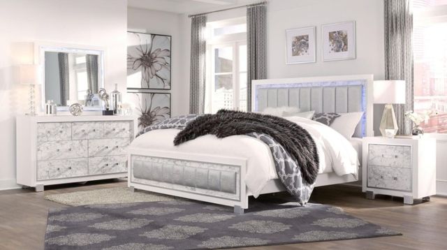 Global Furniture USA Santorini 5-Piece Metallic White Youth Full Bedroom Set-1